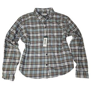 Alpine Design Flannel Shirt Womens M Plaid Button Front NWT